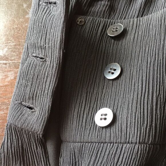 Anne Klein NY pleated side button crepe Silk Drop waist Skirt 12 Black lined - Picture 3 of 8